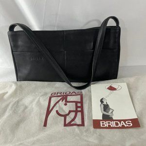 Bridas Black Leather Hobo Shoulder Bag